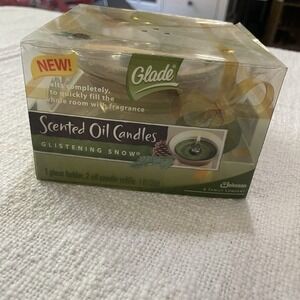 Glade‎ Scented Oil Candle Glistening Snow Glass Holder Refill New Old Stock 2006